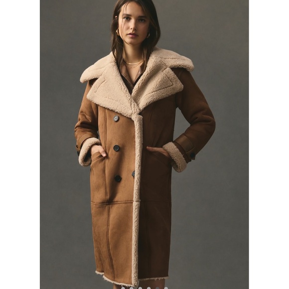 Avec Les Filles Faux Shearling Coat - Brown - Picture 4 of 7